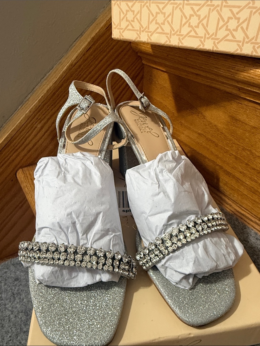 Badgley Mischka Sparkle Gem Slingback Sandals - Silver